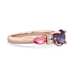 Amethyst 6Mm Round Eternal Embrace Engagement 14K Rose Gold ring R2005