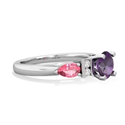 Amethyst 6Mm Round Eternal Embrace Engagement 14K White Gold ring R2005