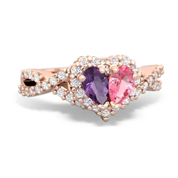 Amethyst Diamond Twist 'One Heart' 14K Rose Gold ring R2640HRT