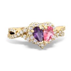 Amethyst Diamond Twist 'One Heart' 14K Yellow Gold ring R2640HRT