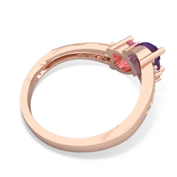 Amethyst Snuggling Hearts 14K Rose Gold ring R2178