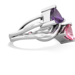 Amethyst Split Band Swirl 14K White Gold ring R2341