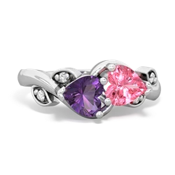 Amethyst Floral Elegance 14K White Gold ring R5790