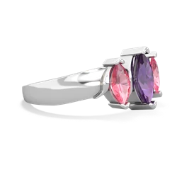 Amethyst Three Peeks 14K White Gold ring R2433