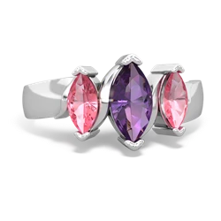 Amethyst Three Peeks 14K White Gold ring R2433