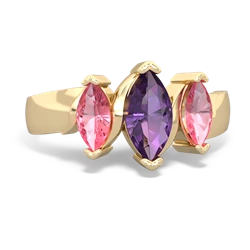 Amethyst Three Peeks 14K Yellow Gold ring R2433