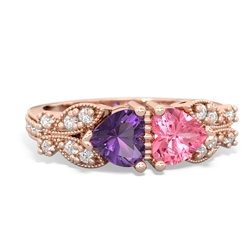 Amethyst Diamond Butterflies 14K Rose Gold ring R5601