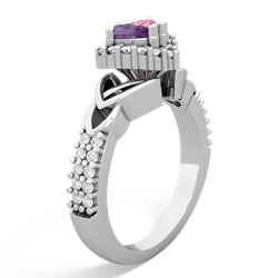 Amethyst Celtic Knot Two Hearts As One 14K White Gold ring R2644HRT