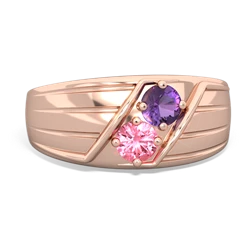 Amethyst Men's Streamline 14K Rose Gold ring R0460