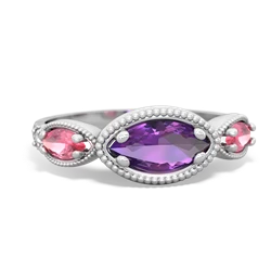 Amethyst Milgrain Marquise 14K White Gold ring R5700