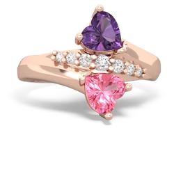 Amethyst Heart To Heart 14K Rose Gold ring R2064