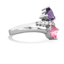 Amethyst Heart To Heart 14K White Gold ring R2064