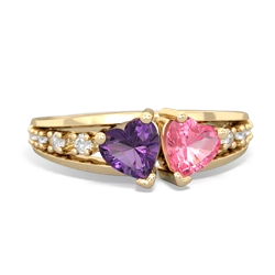 Amethyst Heart To Heart 14K Yellow Gold ring R3342