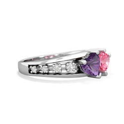 Amethyst Heart To Heart 14K White Gold ring R3342