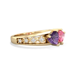 Amethyst Heart To Heart 14K Yellow Gold ring R3342