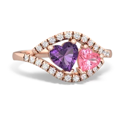 Amethyst Mother And Child 14K Rose Gold ring R3010