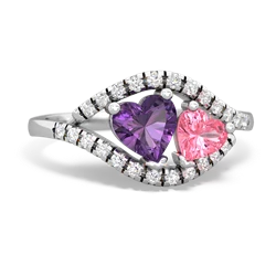 Amethyst Mother And Child 14K White Gold ring R3010