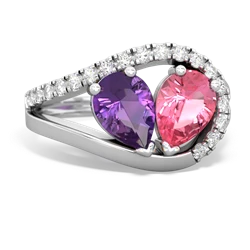 Amethyst Nestled Heart Keepsake 14K White Gold ring R5650