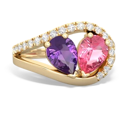 Amethyst Nestled Heart Keepsake 14K Yellow Gold ring R5650