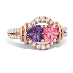 Amethyst Art-Deco Keepsake 14K Rose Gold ring R5630