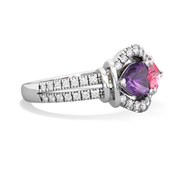 Amethyst Art-Deco Keepsake 14K White Gold ring R5630