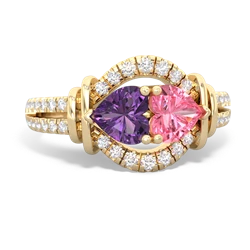 Amethyst Art-Deco Keepsake 14K Yellow Gold ring R5630