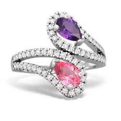 Amethyst Diamond Dazzler 14K White Gold ring R3000