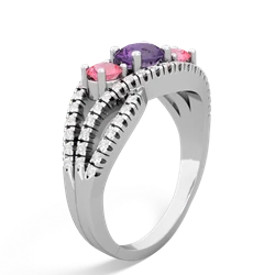 Amethyst Three Stone Aurora 14K White Gold ring R3080