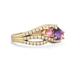 Amethyst Three Stone Aurora 14K Yellow Gold ring R3080