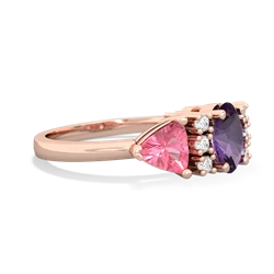 Amethyst Antique Style Three Stone 14K Rose Gold ring R2186