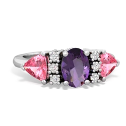 Amethyst Antique Style Three Stone 14K White Gold ring R2186