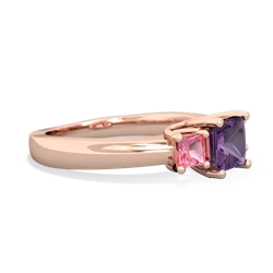 Amethyst Three Stone Trellis 14K Rose Gold ring R4015