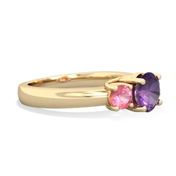 Amethyst Three Stone Round Trellis 14K Yellow Gold ring R4018