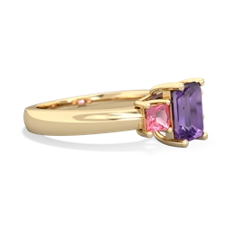 Amethyst Three Stone Emerald-Cut Trellis 14K Yellow Gold ring R4021