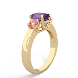 Amethyst Three Stone Oval Trellis 14K Yellow Gold ring R4024