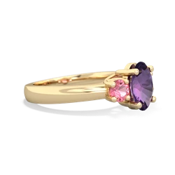 Amethyst Three Stone Oval Trellis 14K Yellow Gold ring R4024