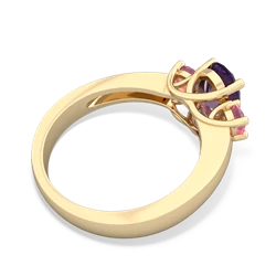 Amethyst Three Stone Oval Trellis 14K Yellow Gold ring R4024