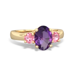 Amethyst Three Stone Oval Trellis 14K Yellow Gold ring R4024