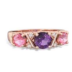 Amethyst Hugs And Kisses 14K Rose Gold ring R5016