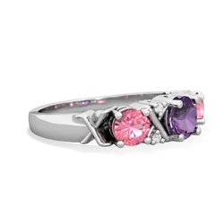 Amethyst Hugs And Kisses 14K White Gold ring R5016