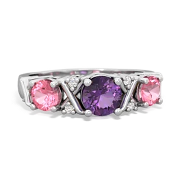 Amethyst Hugs And Kisses 14K White Gold ring R5016