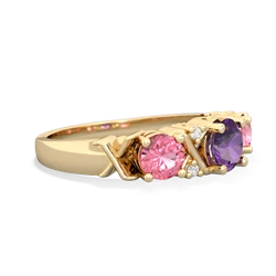 Amethyst Hugs And Kisses 14K Yellow Gold ring R5016