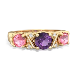 Amethyst Hugs And Kisses 14K Yellow Gold ring R5016