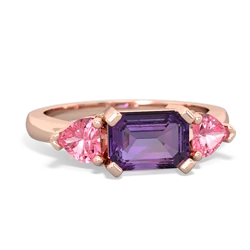 Amethyst Three Stone 14K Rose Gold ring R5235