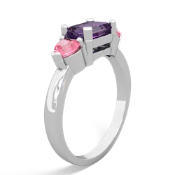 Amethyst Three Stone 14K White Gold ring R5235