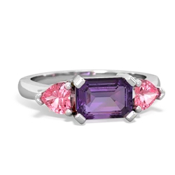 Amethyst Three Stone 14K White Gold ring R5235