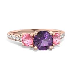 Amethyst Pave Trellis 14K Rose Gold ring R5500