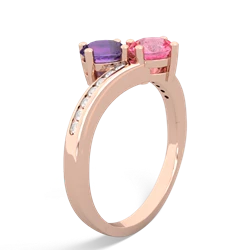 Amethyst Channel Set Two Stone 14K Rose Gold ring R5303