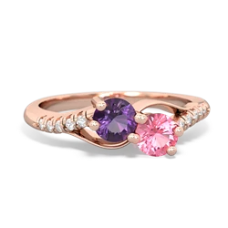 Amethyst Infinity Pave Two Stone 14K Rose Gold ring R5285