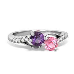 Amethyst Infinity Pave Two Stone 14K White Gold ring R5285